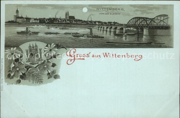 Wittenberg Lutherstadt Elbseite Brücke Seitenraddampfer