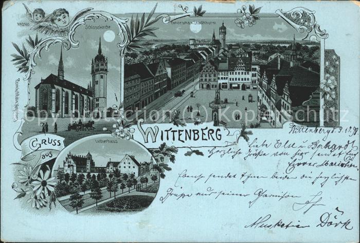 Wittenberg Lutherstadt Schlosskirche Engel Stadtthurm Nacht Lu