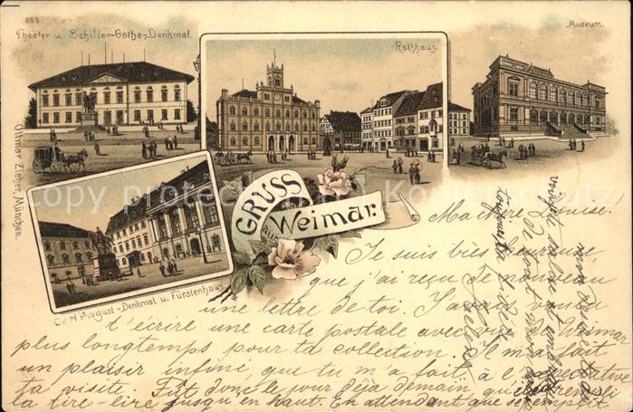 Weimar Thueringen Museum Rathaus Schiller Goethe Denkmal