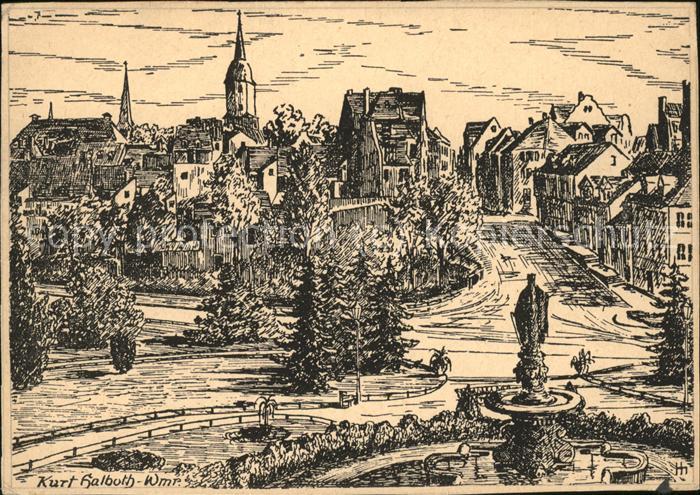 Weimar Thueringen Vimariabrunnen Kettenberg Kuenstlerkarte Halboth-Wmr.