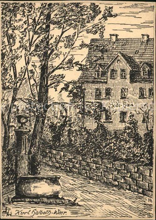 Weimar Thueringen Bode-Haus Kuenstlerkarte K. Halboth-Wmr.