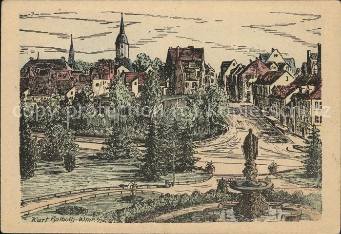 Weimar Thueringen Kuenstlerkarte Halboth-Wmr. Vimariabrunnen Kettenberg