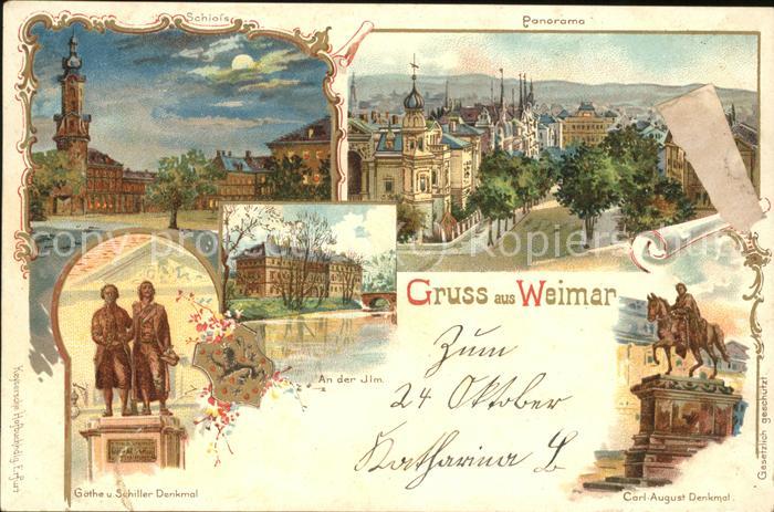Weimar Thueringen Panorama Goethe Schiller Denkmal Carl-A