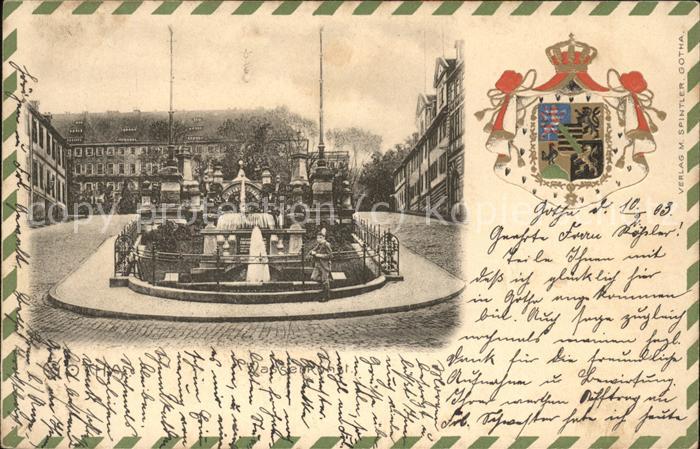 Gotha Thueringen Wappen Wasserkunst Brunnen
