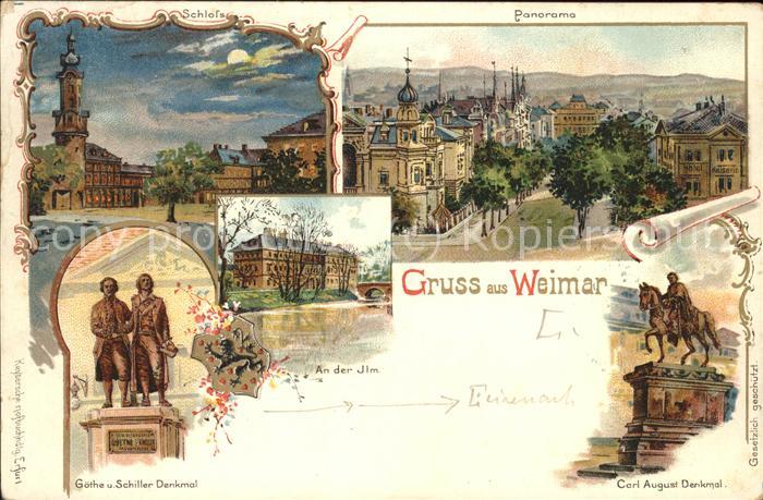 Weimar Thueringen Panorama Carl August Denkmal Göthe u. S
