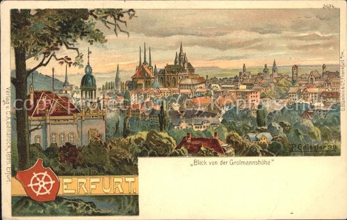 Erfurt Grolmannshöhe Künstlerkarte P. Geissler