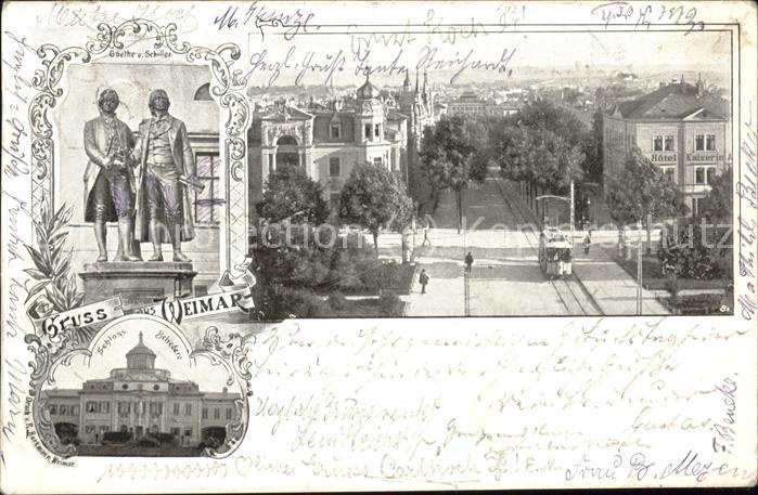 Weimar Thueringen Goethe Schiller Denkmal Strassenbahn