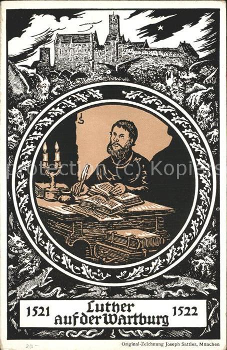 Wartburg Eisenach Burg und Portrait von Luther