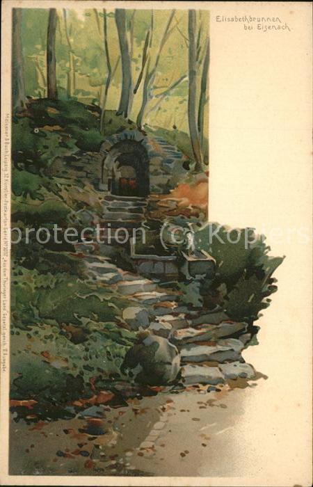 Eisenach Thueringen Elisabethen-Brunnen Kuenstlerkarte