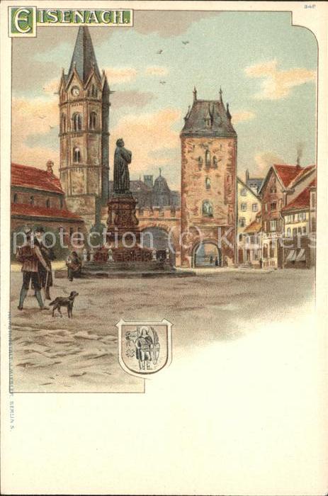 Eisenach Thueringen Kuenstlerkarte Platz Denkmal