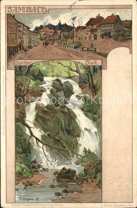Tambach-Dietharz Panorama Splitte-Fall Kuenstlerkarte