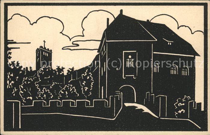 Wartburg Eisenach Wartung-Eingang Scherenschnitt Kuenstlerkarte