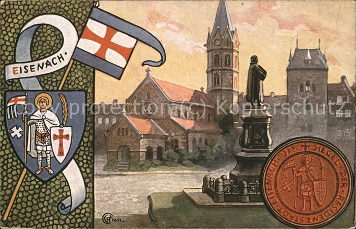 Eisenach Thueringen Platz Kirche Nicolaitor Denkmal Siegel