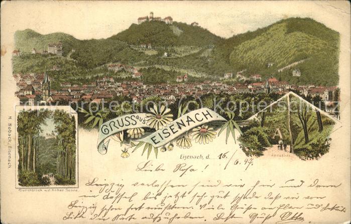 Eisenach Thueringen Panorama Wartburg von Hohen-Sonne Annat