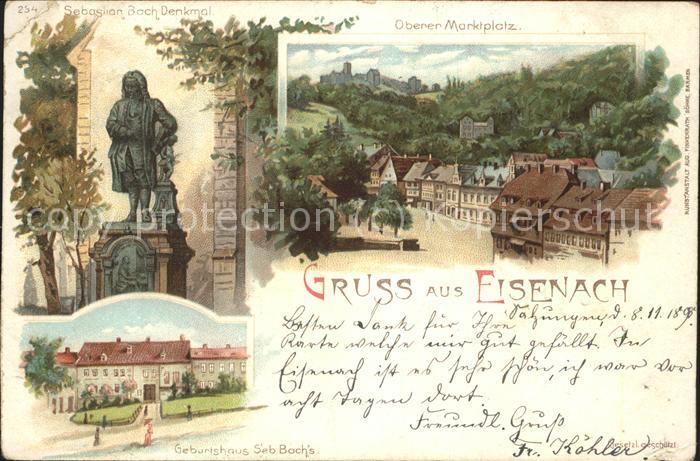Eisenach Thueringen Marktplatz Sebastian Bach-Denkmal und G
