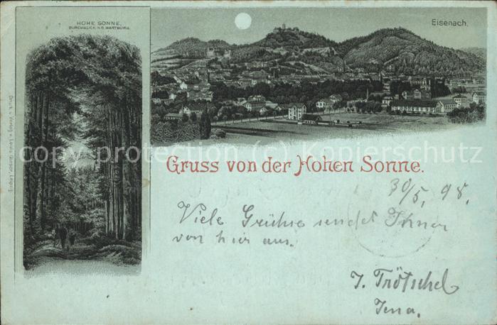 Eisenach Thueringen Panorama bei Nacht mit Hohe Sonne