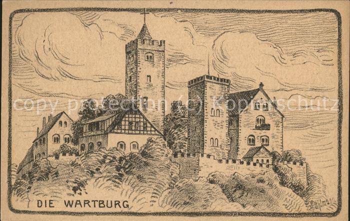 Wartburg Eisenach Wartburg Kuenstlerkarte Bleistiftzeichnung H.Uhlmann
