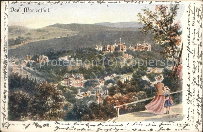 Eisenach Thueringen Panorama Marienthal Künstlerkarte