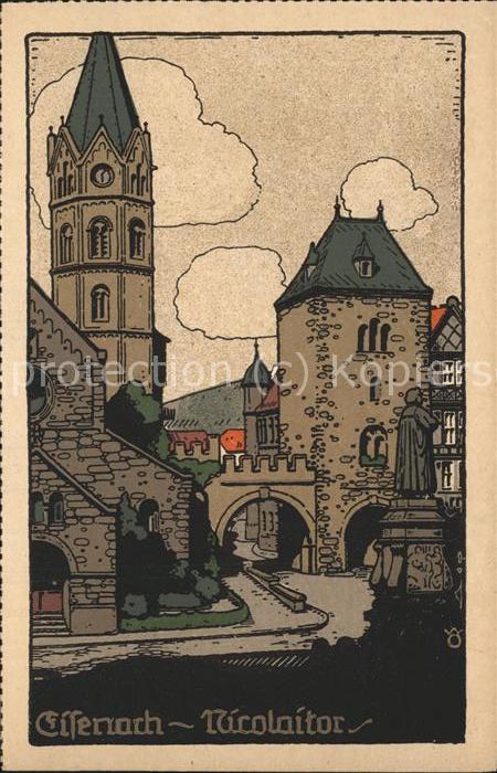 Eisenach Thueringen Nicolaitor Kuenstlerkarte