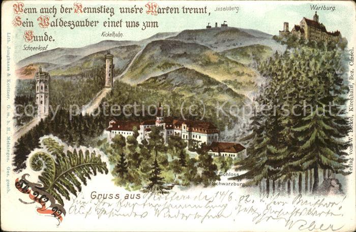 Wartburg Eisenach Schloss Schwarzburg Inselberg Schneekop