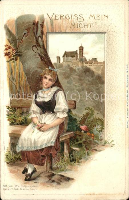 Wartburg Eisenach Wartburg Junge Frau in Tracht Prägedruc