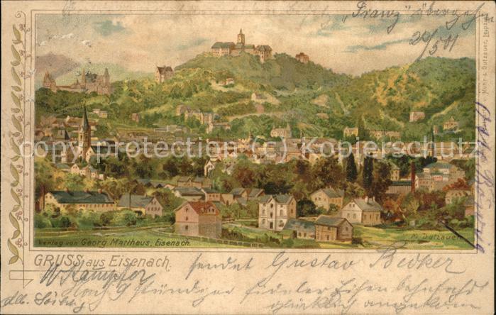 Eisenach Thueringen Panorama Künstlerkarte