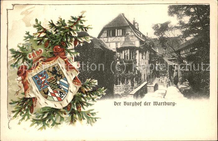 Wartburg Eisenach Burghof Wappen Prägedruck