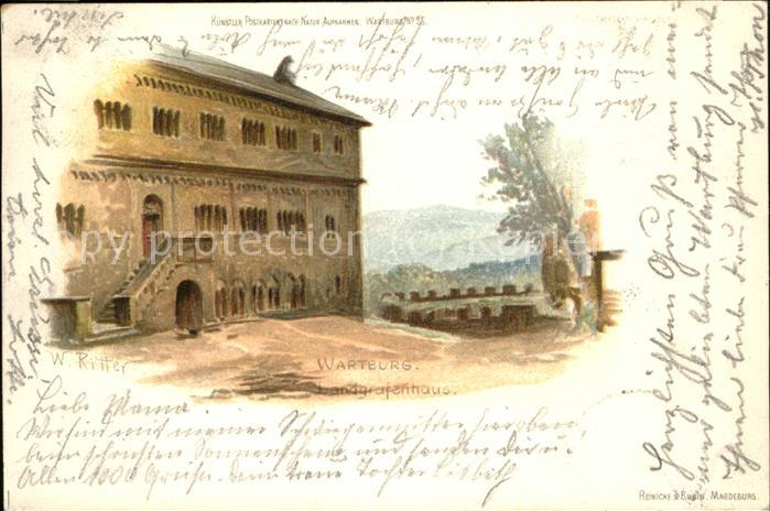 Wartburg Eisenach Landgrafenhaus Künstlerkarte