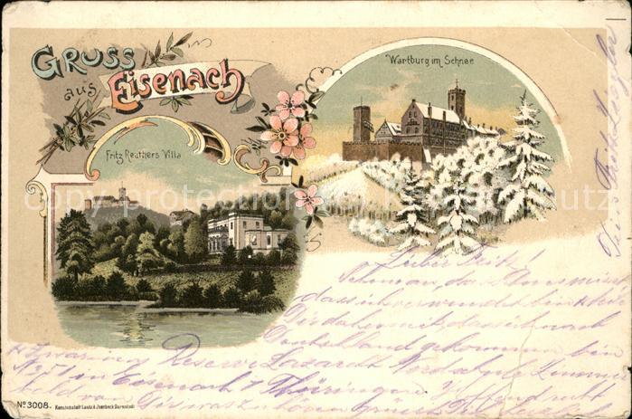 Eisenach Thueringen Wartburg im Schnee Fritz-Reuter-Villa