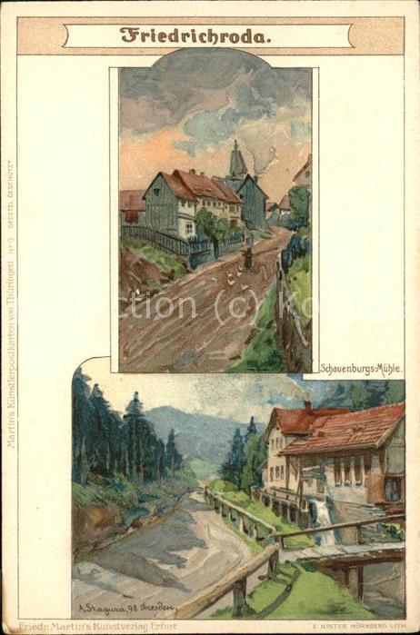 Friedrichroda Schauenburgsmühle Künstlerkarte