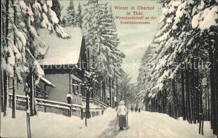 Oberhof Thueringen Krawinklerstrasse im Schnee Ski
