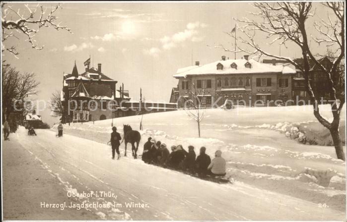 Oberhof Thueringen Herzögliches Jagdschloss im Schnee Schl