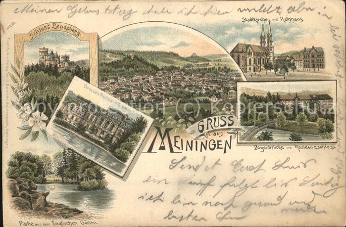 Meiningen Thueringen Panorama Stadtkirche Rathaus Schloss