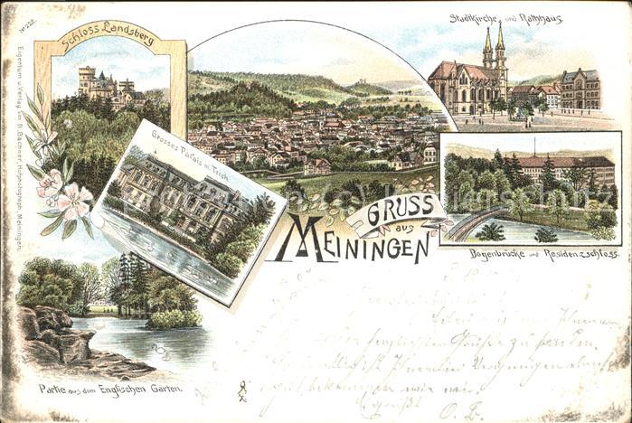 Meiningen Thueringen Bogenbrücke Residenzschloss Grosses Pal