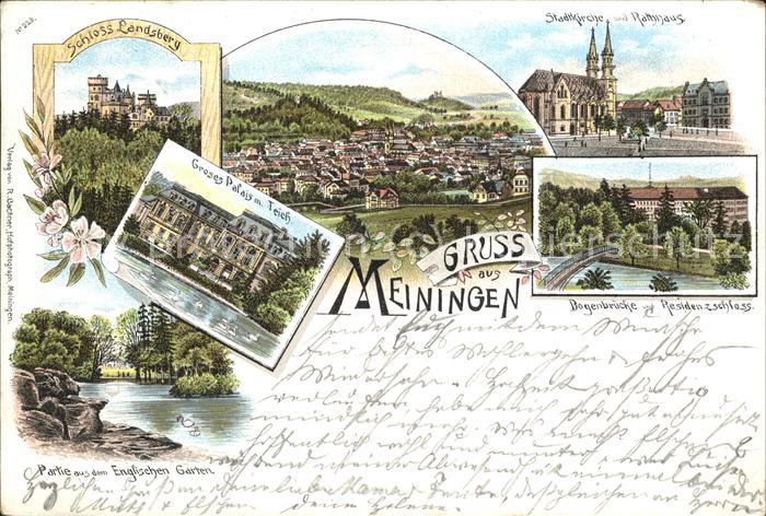 Meiningen Thueringen Bogenbrücke Residenzschloss Grosses Pal