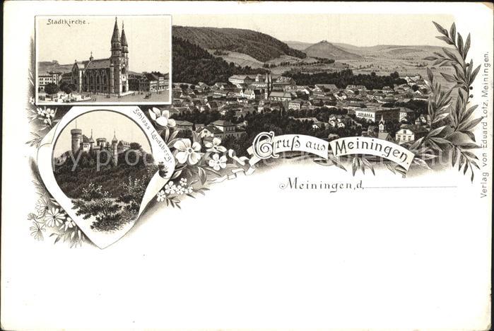 Meiningen Thueringen Panorama Schloss Landsberg Stadtkirche