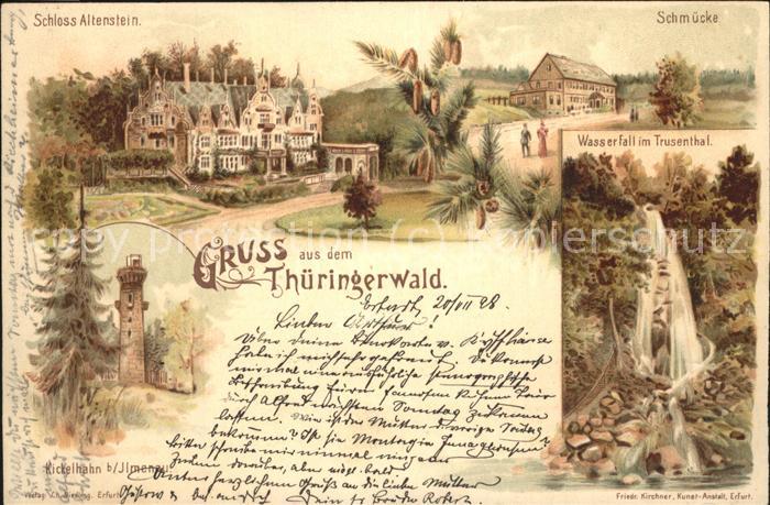 Schmuecke Schloss Altenstein Wasserfall im Trusen