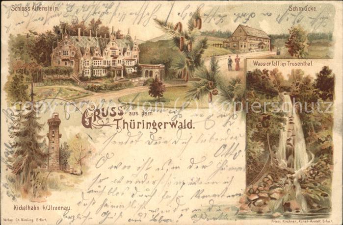 Schmuecke Schloss Altenstein Wasserfall im Trusen