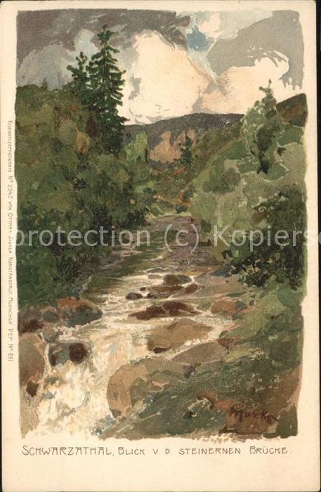 Schwarzatal Steinernen Bruecke Kuenstlerkarte