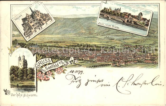 Saalfeld Saale neuen Bruecke Hohe Schwarm Rathaus