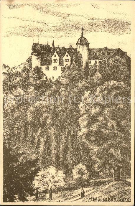 Leutenberg Thueringen Friedensburg Kuenstlerkarte Zeichnung Weissker