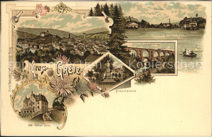 Greiz Thueringen Bismarck Denkmal Viadukt Eisenbahnbruecke