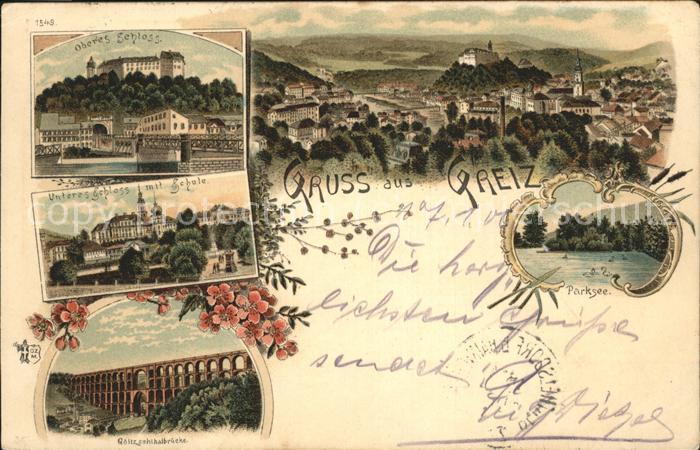 Greiz Thueringen Oberers Schloss Schule Viadukt Bruecke