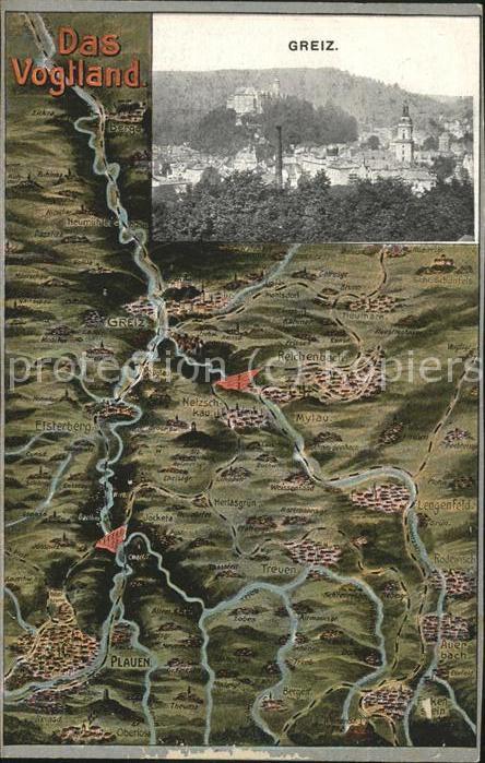 Greiz Thueringen Vogtland Landkarte Vogelschau
