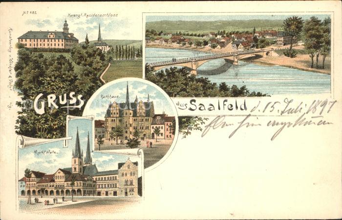 Saalfeld Saale Herzogl. Residenzschloss Marktplatz