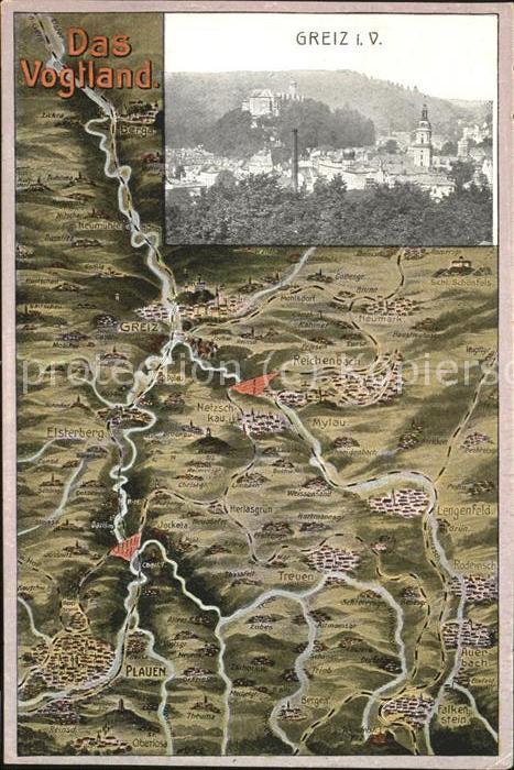 Greiz Thueringen Vogtland Vogelschau Landkarte