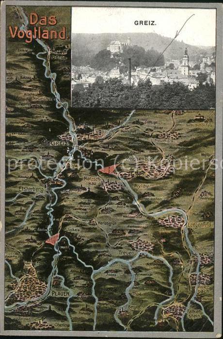 Greiz Thueringen Vogltland Landkarte Vogelschau