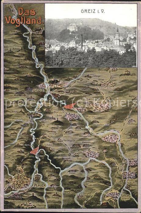 Greiz Thueringen Vogtland Landkarte Vogelschau Reichenba