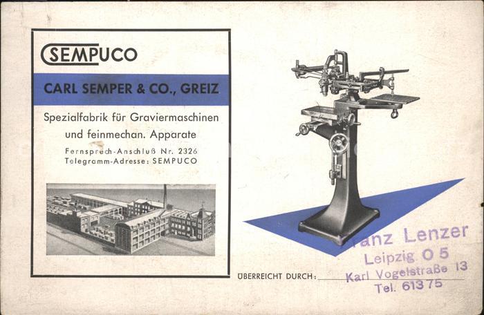 LEIPZIG Sachsen Sempuco Firma Spezialfabrik Graviermaschinen Werbung