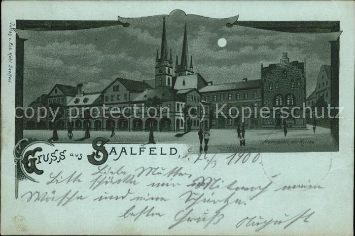 Saalfeld Saale Nacht Stadt Marktplatz